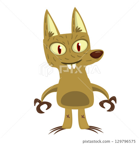 Cartoon funny werewolf character for Halloween design. Vector isolated Cartoon funny werewolf character for Halloween design. Vector isolated 129796575