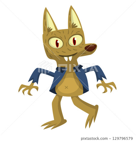 Cartoon funny werewolf character for Halloween design. Vector isolated 129796579