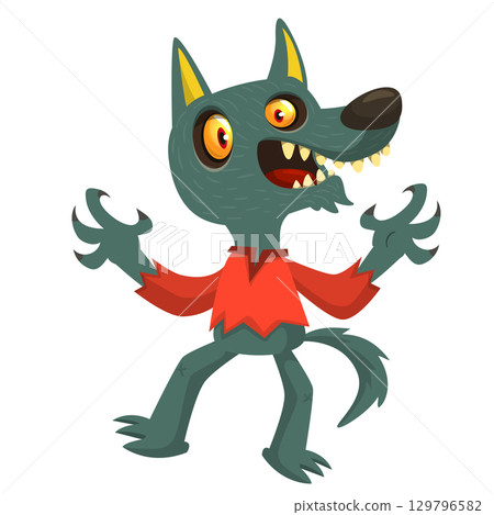 Cartoon funny werewolf character for Halloween design. Vector isolated Cartoon funny werewolf character for Halloween design. Vector isolated 129796582