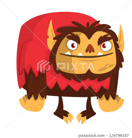 Cartoon funny werewolf character for Halloween design. Vector isolated Cartoon funny werewolf character for Halloween design. Vector isolated 129796587