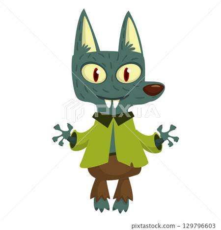 Cartoon funny werewolf character for Halloween design. Vector isolated 129796603