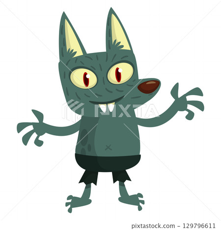 Cartoon funny werewolf character for Halloween design. Vector isolated Cartoon funny werewolf character for Halloween design. Vector isolated 129796611