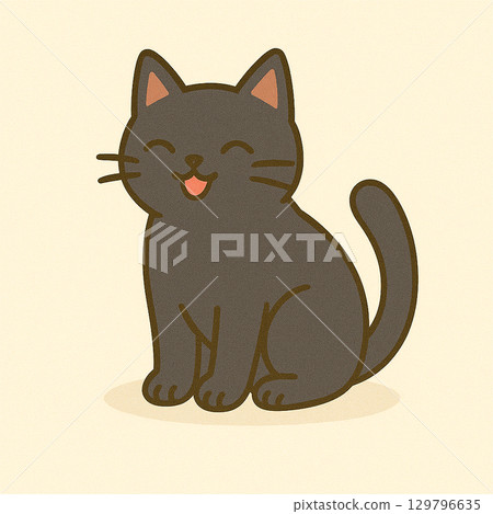 sitting black cat 129796635