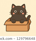 Illustration of a cat entering a box 129796648