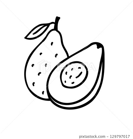 Cute hand-drawn avocado image illustration 129797017