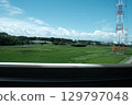Rural scenery and blue sky seen from the Shinkansen 129797048