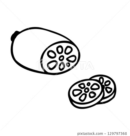可愛的手繪蓮藕圖像插圖 可愛的手繪蓮藕圖像插圖 129797368