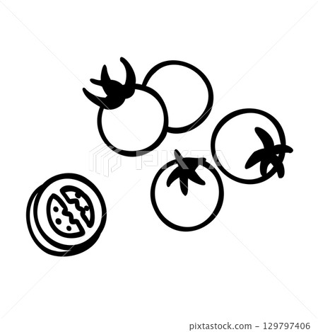 Cute hand-drawn cherry tomato image illustration 129797406