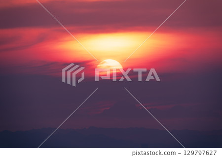 Radiant Sunset Over Pinglin, New Taipei City, Taiwan. Radiant Sunset Over Pinglin, New Taipei City, Taiwan. 129797627