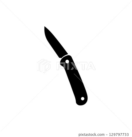pocket knife silhouette on white background pocket knife silhouette on white background 129797733