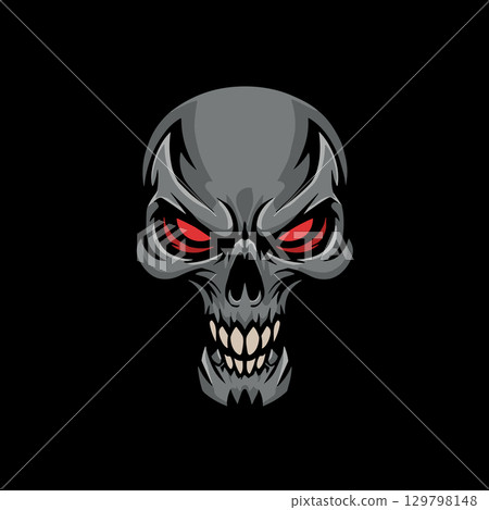 Vector illustration of skull cartoon on dark background, used for t-shirt design element 129798148