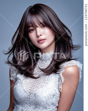[Hairstyle Sample] Female Cut Model Hair Catalog Medium Hair Beauty Image 129798741