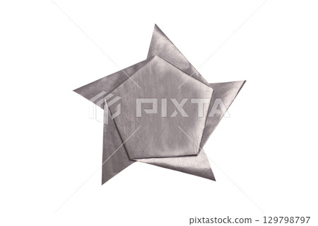 Paper star origami isolated on a blank white background. Origami Five Pointed Star. 129798797