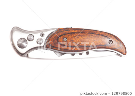 Switchblade pocket knife isolated on white background 129798800