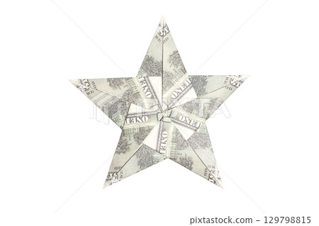Star made from moneygami from Dollar. Money Dollar Origami Star Star made from moneygami from Dollar. Money Dollar Origami Star 129798815