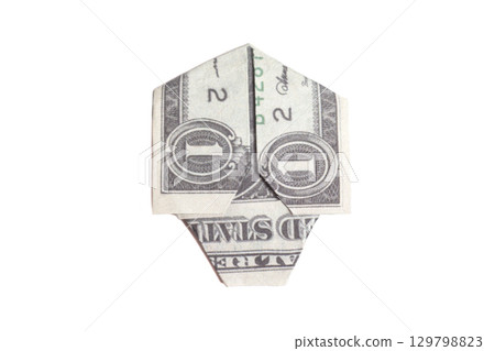 Money Origami Skull from a One Dollar Bill Note isolated Money Origami Skull from a One Dollar Bill Note isolated 129798823