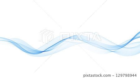 Abstract Background, Transparent Waved Lines. Soft Blue Smoke Wave BG. Colorful Gradient Flowing Wavy Lines. Vector illustration. 129798944