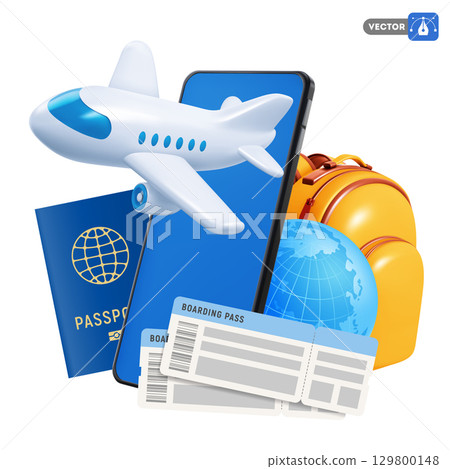 Time to Travel Conceptual Banner Template With Travel items 129800148