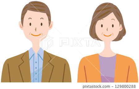 Illustration of a middle-aged couple 129800288