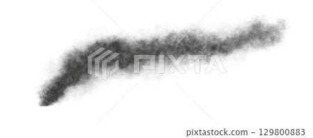 Realistic black smoke cloud with soft texture and natural diffusion effect on transparent background for design use 129800883