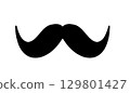 Illustration of black male moustache isolated on white background, Movember, men's health awareness, Father's Day promotions or social media content about moustache culture 129801427