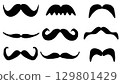 Illustration of a set of black male mustache variations on a white background, Movember, men's health awareness, Father's Day design element or mustache culture content 129801429