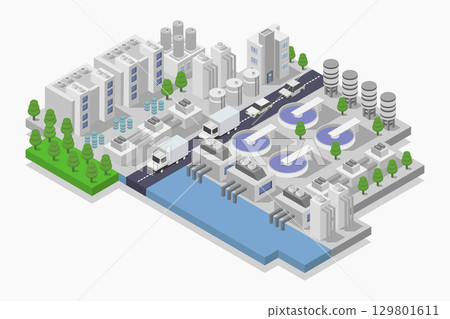 Isometric desalination plant Isometric desalination plant 129801611