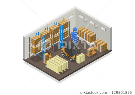 Isometric Warehouse 129801856