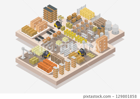 Isometric Warehouse 129801858