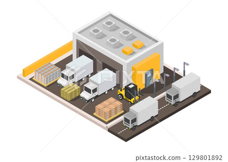 Isometric Warehouse Isometric Warehouse 129801892