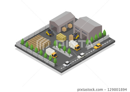 Isometric Warehouse 129801894