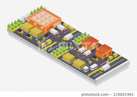Isometric Warehouse 129801991