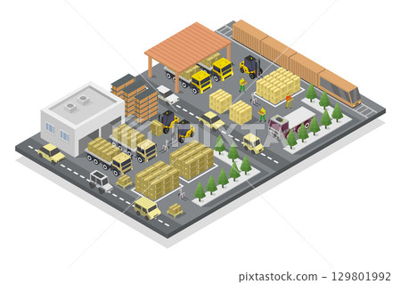 Isometric Warehouse 129801992