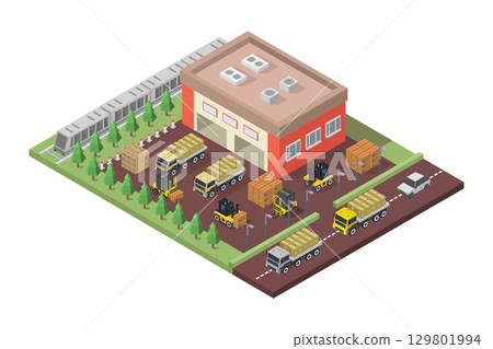Isometric Warehouse Isometric Warehouse 129801994