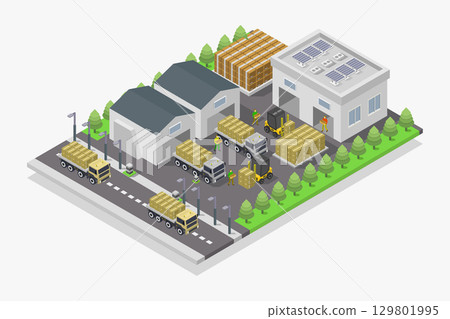 Isometric Warehouse 129801995