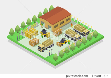 Isometric Warehouse 129801996