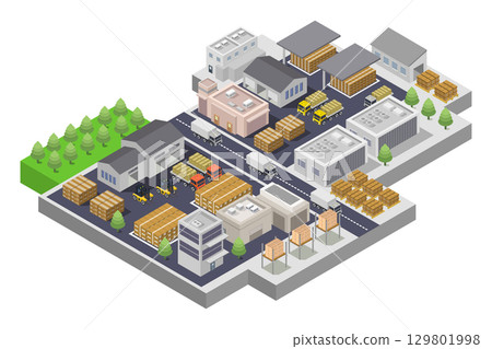 Isometric Warehouse 129801998