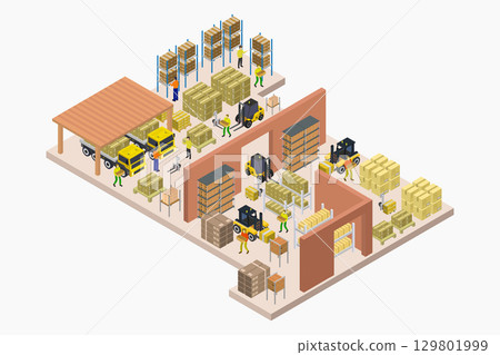 Isometric Warehouse 129801999