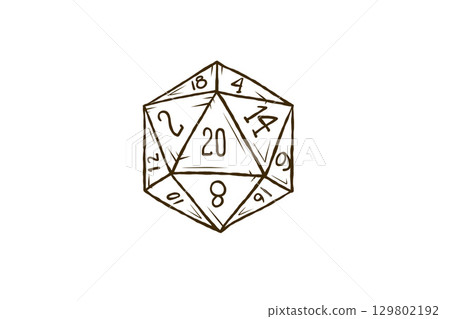 D20 dice line art. sketch roleplay game fantasy design. Adventure tabletop graphic icon D20 dice line art. sketch roleplay game fantasy design. Adventure tabletop graphic icon 129802192
