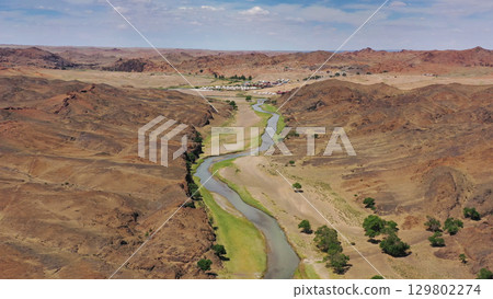River and yurt camping in mountains in Mongolia River and yurt camping in mountains in Mongolia 129802274