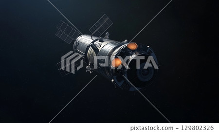 Satellite operation in low Earth orbit showcasing advanced technology Satellite operation in low Earth orbit showcasing advanced technology 129802326