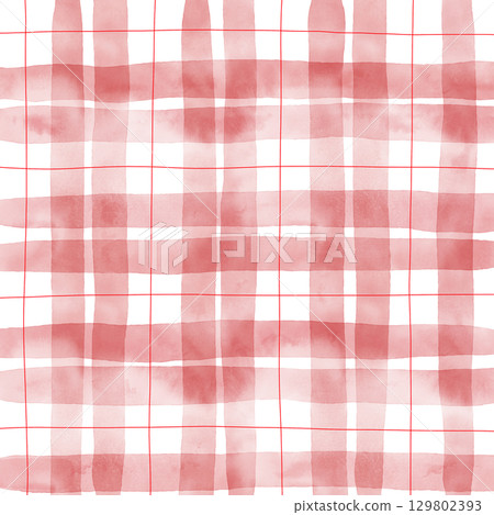 Red Plaid Gingham Check Hand Drawn Background Pattern Overlay Red Plaid Gingham Check Hand Drawn Background Pattern Overlay 129802393