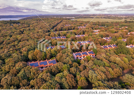 Aerial drone view of resort Lanterna peninsula. Istria, Croatia. Aerial drone view of resort Lanterna peninsula. Istria, Croatia. 129802408