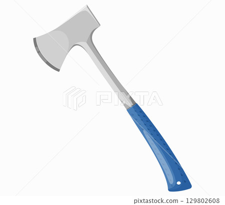 Camping ax isolated on a white background. Vector illustration of an axe in a flat style. Tool for working on wood. Carpenter's Symbol 129802608