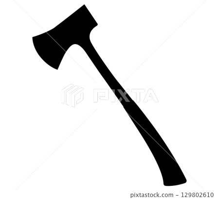 Camping axe vector icon. Black silhouette hatchet on isolated white background. Lumberjack Axe Silhouette. Flat design. 129802610