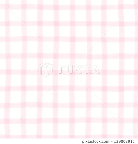 Pink White Plaid Gingham Hand Drawn Background Pattern Overlay 129802915