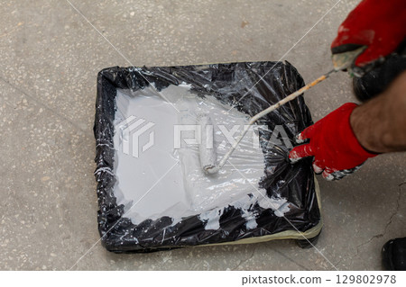 Painting Preparation Utilizing Roller and Tray for Effective and Efficient Application of Paint Painting Preparation Utilizing Roller and Tray for Effective and Efficient Application of Paint 129802978