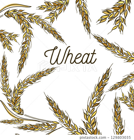 Wheat frame abstraction. hand drawn. Not AI, Vector illustration 129803035