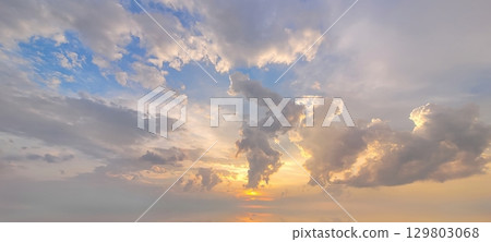 A Stunning Sunset Over a Beautifully Cloudy Sky with Bright and Vibrant Colors Tonight A Stunning Sunset Over a Beautifully Cloudy Sky with Bright and Vibrant Colors Tonight 129803068
