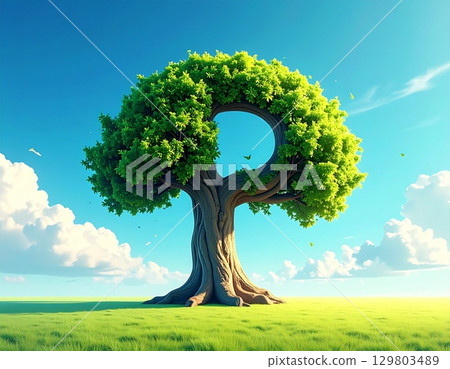 A fantastical tree in the shape of the alphabet, soft natural light 129803489